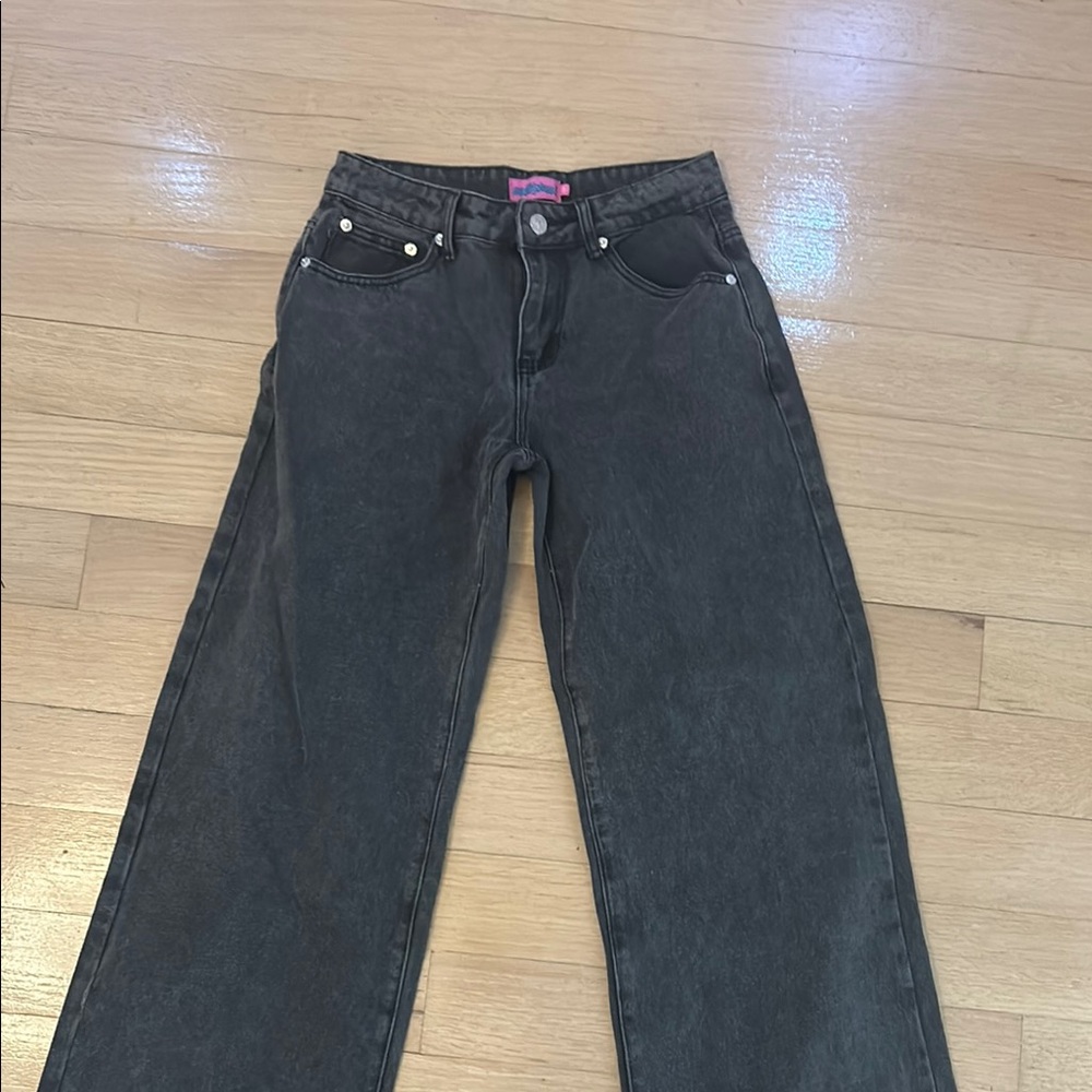 Black Wide-Leg Low Rise Jeans